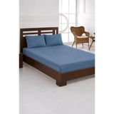 Penye Çift Kişilik 180X200 Cm Lastikli Çarşaf İndigo
