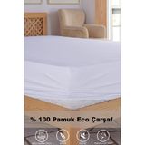 Penye Lastikli Çarşaf, 100×200 Tek Kişilik %100 Pamuk Örme Kumaş, 145 Gr/m² - Beyaz