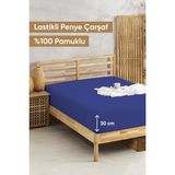 Penye Lastikli Çarşaf Pamuklu Jersey Tek Kişilik 100X200cm Lacivert