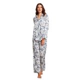 Penye Mood Kadın Desenli Pijama Takımı, Lacivert, L Beden