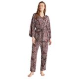 Penye Mood Kadın Pijama Takımı, Dantelli Tasarım, Mürdüm, XL Beden
