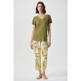 PENYE MOOD Kadın Pijama Takımı V Yaka Kısa Kollu Çiçek Desenli Rahat Kesim Ev Giyim Seti