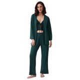 Penye Mood Kadın Pijama Takımı, Zümrüt, 3'lü Set, S Beden