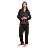 Penye Mood Kadın Saten Siyah Pijama Takımı 2001