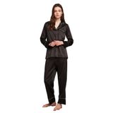 Penye Mood Kadın Saten Siyah Pijama Takımı, M Beden