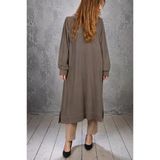Penye Rahat Kalıp Oversize Viscon Uzun Tunik Bej