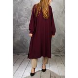 Penye Rahat Kalıp Oversize Viscon Uzun Tunik Bordo