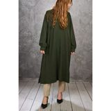 Penye Rahat Kalıp Oversize Viscon Uzun Tunik Haki