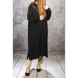 Penye Rahat Kalıp Oversize Viscon Uzun Tunik Siyah