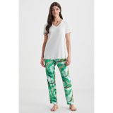 Penyemood Yumuşak Dokulu Pijama Takımı, Kadın, Ekru, S Beden 9820