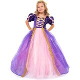Peonia Kids Peoniakids Rapunzel Kız Çocuk Elbise - Taçlı Pelerinli Tarlatanlı Rapunzel Kostüm - Açık Mor - 7 - 8 Yaş