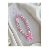 PEONY peonyofficiall Pembe Fiyonk Telefon Charmı Janjan Pembe Şeffaf Bubble Top Telefon İpi Çanta Süsü