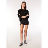 People By Fabrika Bisiklet Yaka A-Form Fit Ajurlu Siyah Kazak Kadın PBF4WL-KZK5007 - XS