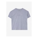 People By Fabrika Bisiklet Yaka Baskılı Gri Melanj Kadın T-Shirt SPBF4SL-TST5562