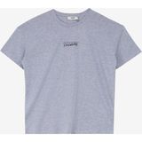 People By Fabrika Bisiklet Yaka Baskılı Gri Melanj Kadın T-Shirt SPBF4SL-TST5566