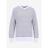 People By Fabrika Bisiklet Yaka Çizgili Beyaz - Siyah Sweatshırt, M, 5003184300, Beyaz - Siyah, kadın