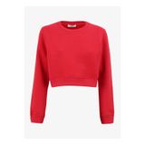People By Fabrika Bisiklet Yaka Düz Sweatshırt, L, 5003202087, Kırmızı, kadın