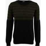 People By Fabrika Bisiklet Yaka Normal Jakarlı Siyah - Haki Erkek Kazak SPBF3WM-SWE5005 - 2XL