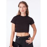 People By Fabrika Bisiklet Yaka T-Shirt, 40, SPBF4SL-TST5603, Siyah, Kadın