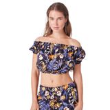 People By Fabrika Çok Renkli Desenli Crop Top Bluz, 36, SPBF4SL-BLZ5571, Çok Renkli, Kadın