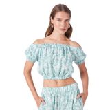 People By Fabrika Çok Renkli Desenli Crop Top Bluz, 42, SPBF4SL-BLZ5570, Çok Renkli, Kadın