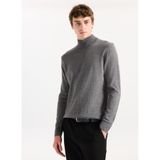 People By Fabrika Dik Yaka Basic Kazak, 2XL, 5003300044, Gri, Erkek