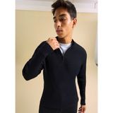 People By Fabrika Dik Yaka Classic Fit Fitilli Siyah Erkek Kazak PBF5WM-KZK9538 - XL