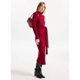 People By Fabrika Fitilli Midi Elbise, Standart, 5003303055, Bordo, Kadın