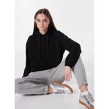 People By Fabrika Kapüşon Yaka Baskılı Sweatshırt, XS, 5003183037, Siyah, kadın