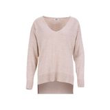 People By Fabrika V Yaka Loose Fit Düz Kazak, XS, 5003293302, Bej, Kadın