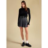 People By Fabrika Yüksek Bel Antrasit Kadın Piliseli Mini Etek PBF5WL-ETK5106