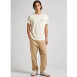Pepe Jeans Bisiklet Yaka Baskılı Ekru Erkek T-Shirt PM509210 804 CRAIG