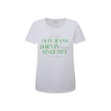 Pepe Jeans Bisiklet Yaka Baskılı T-Shirt, M, 5003160615, Beyaz, Kadın