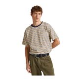 Pepe Jeans Bisiklet Yaka Çizgili T-Shirt, M, 5003172101, Ekru, Erkek