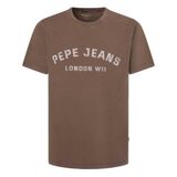 Pepe Jeans Bisiklet Yaka T-Shirt, L, 5003241299, Kahve, Erkek