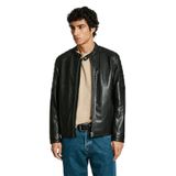 Pepe Jeans Erkek Deri Mont Regular Fit, L, TRAVIS, Siyah, mens