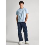 Pepe Jeans Erkek Single Cliford tişört, Mavi (Stormy Sea Blue), S