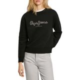 Pepe Jeans Yuvarlak Yaka Baskılı Sweatshirt, XS, 5003217820, Siyah, kadın