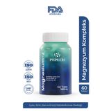 Pepech Magnesium-Z | Uyku, Kas, Sinir ve Enerji Metabolizması Desteği | Bisglisinat, Sitrat ve Malat Formlarında Magnezyum + Çinko + B6, B12, D3 ve K2 Vitaminleri | 60 Tablet, 1 Ay