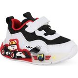 Pepino Bebek Spor Ayakkabı Yarış Arabası Ayıcık Figürlü Cırt Cırtlı Esnek Lastik Bağcıklı Hafif Işıklı Taban Sneaker 2185 - Siyah - Beyaz - Kırmızı