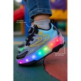 Pepino Erkek Çocuk Şarj Edilebilir 16 Mod Rgb Led Işıklı Tekerlekli Paten Ayakkabı Bas-Çek Butonlu S Pp-Ç-0010