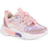Pepino Kız Çocuk Spor Ayakkabı 3D Kelebek Figürlü Simli Parıltılı Pratik Klipsli Stoper Bağcık Hafif Işıklı Sneaker 2229 - Pudra