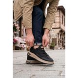 Pepita E146 Rahat Hafif Keten Özel Tasarım Spor Sneaker Erkek Ayakkabı - Siyah