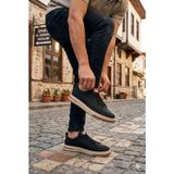 Pepita E385 Rahat Hafif Keten Özel Tasarım Spor Sneaker Erkek Ayakkabı - Siyah