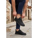 Pepita E386 Rahat Hafif Keten Özel Tasarım Spor Sneaker Erkek Ayakkabı - Siyah