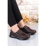 Pepita Z006 Comfort Yumuşak Esnek Kauçuk Kaymaz Taban Hakiki Deri Kadın Ayakkabı - Kahve