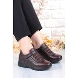 Pepita Z010 Comfort Yumuşak Esnek Kauçuk Kaymaz Taban Hakiki Deri Kadın Ayakkabı - Kahve