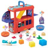 Peppa Pig 2'si 1 arada parti otobüsü oyun seti, 3 figür ve 13 aksesuar parçalı, okul öncesi oyuncaklar, kız ve erkek çocuklar için 3 ve üzeri