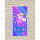 Peppa Pig Desenli Dijital Baskılı Kız Çocuk Plaj Banyo Havlusu - 70 x 140 cm - Mor - Fuşya - Mavi