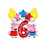 Peppa Pig Konsept 6 Yaş Yıldız Balon Set Pembe Domuz Peppa Pig George Tema Doğum Günü Folyo Balon